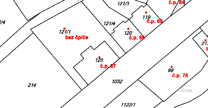 Libeč 87, Trutnov na parcele st. 123 v KÚ Libeč, Katastrální mapa