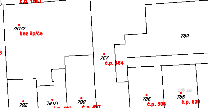 Vršovice 484, Praha na parcele st. 787 v KÚ Vršovice, Katastrální mapa