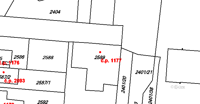 České Budějovice 7 1177, České Budějovice na parcele st. 2589 v KÚ České Budějovice 7, Katastrální mapa