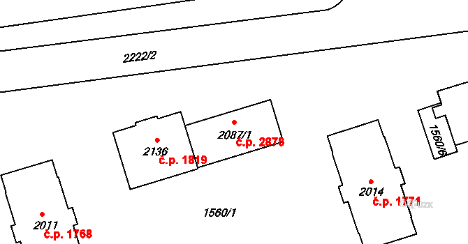 Šumperk 2878 na parcele st. 2087/1 v KÚ Šumperk, Katastrální mapa