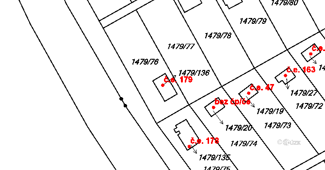 Milokošť 179, Veselí nad Moravou na parcele st. 1479/136 v KÚ Milokošť, Katastrální mapa