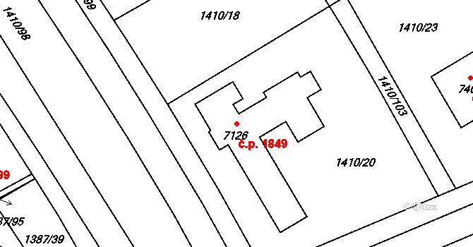 Beroun-Město 1849, Beroun na parcele st. 7126 v KÚ Beroun, Katastrální mapa