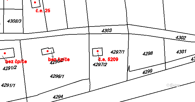 Předměstí 5209, Litoměřice na parcele st. 4297/2 v KÚ Litoměřice, Katastrální mapa