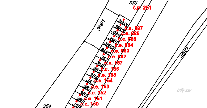 Děčín IV-Podmokly 157, Děčín na parcele st. 367 v KÚ Podmokly, Katastrální mapa