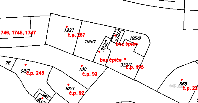 Rakovník 38613549 na parcele st. 332/2 v KÚ Rakovník, Katastrální mapa
