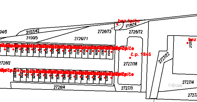 Praha 40371549 na parcele st. 2726/36 v KÚ Braník, Katastrální mapa