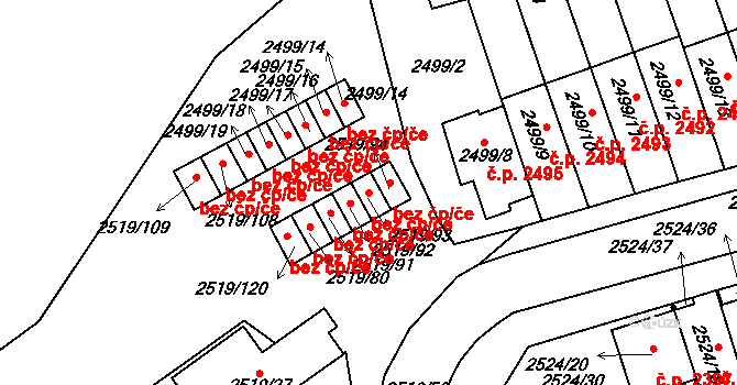 Praha 43322549 na parcele st. 2519/93 v KÚ Dejvice, Katastrální mapa