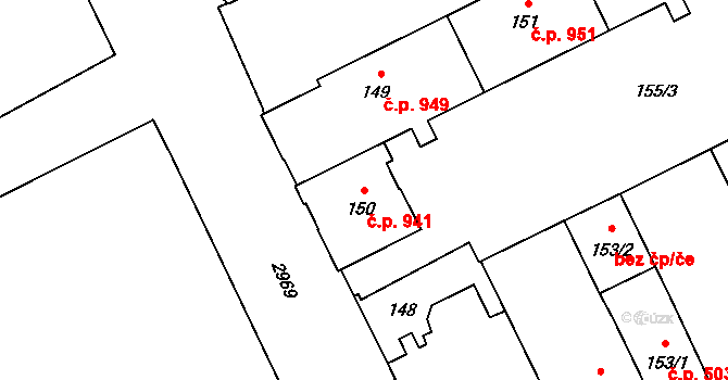 Předměstí 941, Opava na parcele st. 149 v KÚ Opava-Předměstí, Katastrální mapa