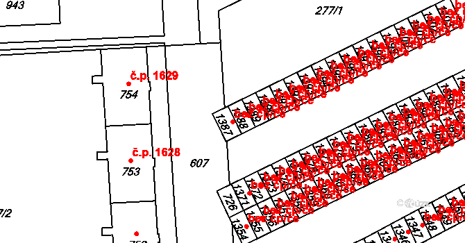 Nový Jičín 44850549 na parcele st. 1387 v KÚ Nový Jičín-Dolní Předměstí, Katastrální mapa