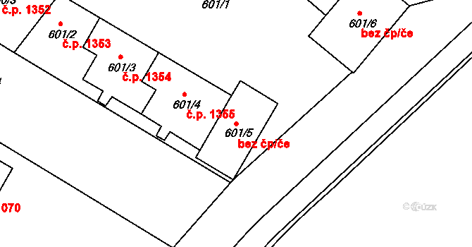 Teplice 45133549 na parcele st. 601/5 v KÚ Teplice-Trnovany, Katastrální mapa