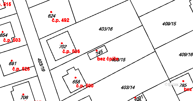 Dolní Bousov 45301549 na parcele st. 745 v KÚ Dolní Bousov, Katastrální mapa
