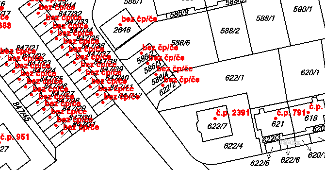 Roztoky 45735549 na parcele st. 622/2 v KÚ Roztoky u Prahy, Katastrální mapa