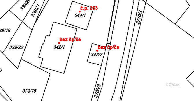 Bučovice 45822549 na parcele st. 342/2 v KÚ Bučovice, Katastrální mapa