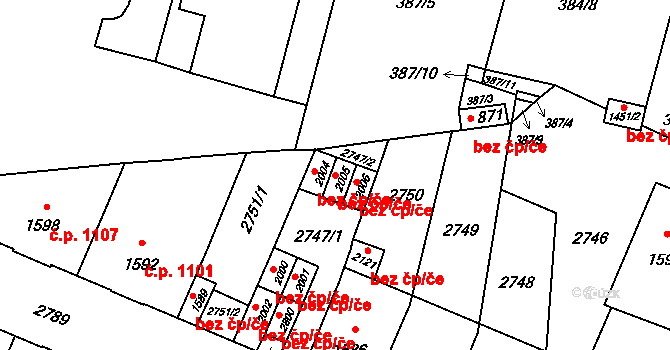 Opava 47691549 na parcele st. 2005 v KÚ Kateřinky u Opavy, Katastrální mapa