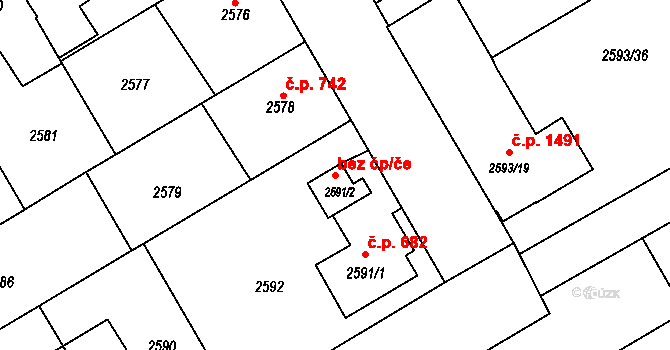 Žamberk 47957549 na parcele st. 2591/2 v KÚ Žamberk, Katastrální mapa