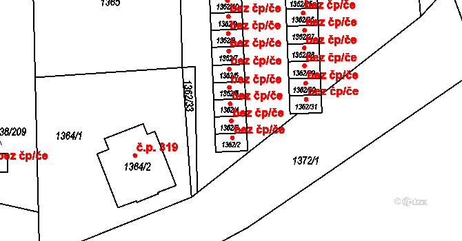 Česká Lípa 48327549 na parcele st. 1362/3 v KÚ Česká Lípa, Katastrální mapa