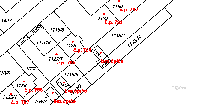 Orlová 48408549 na parcele st. 1118/17 v KÚ Poruba u Orlové, Katastrální mapa