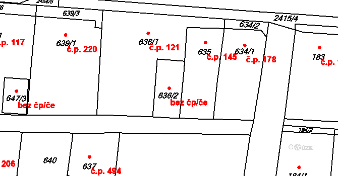 Bohumín 49664549 na parcele st. 636/2 v KÚ Skřečoň, Katastrální mapa
