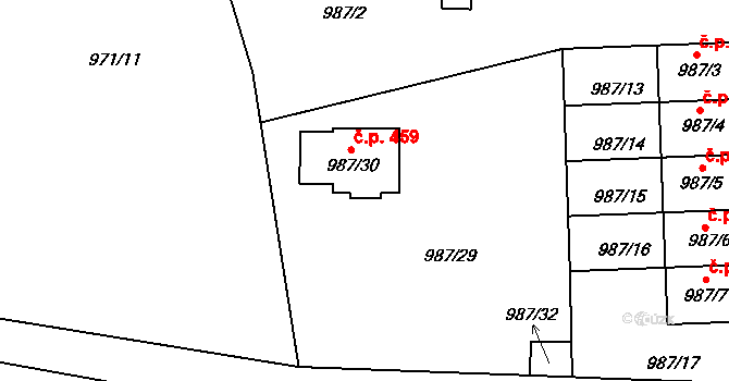 Děčín XXXII-Boletice nad Labem 459, Děčín na parcele st. 987/30 v KÚ Boletice nad Labem, Katastrální mapa