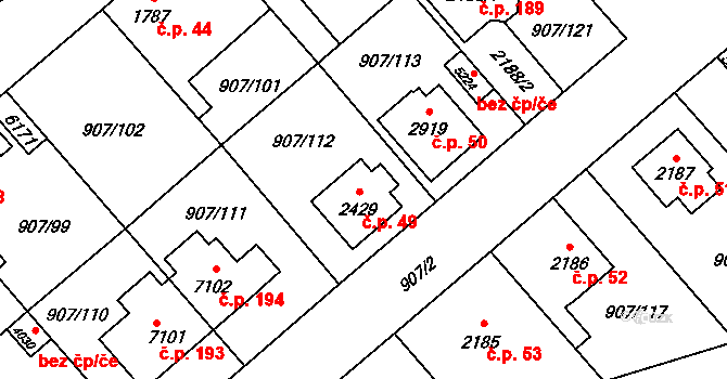 Beroun-Zavadilka 49, Beroun na parcele st. 2429 v KÚ Beroun, Katastrální mapa