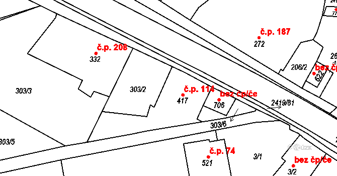 Klenčí pod Čerchovem 114 na parcele st. 417 v KÚ Klenčí pod Čerchovem, Katastrální mapa