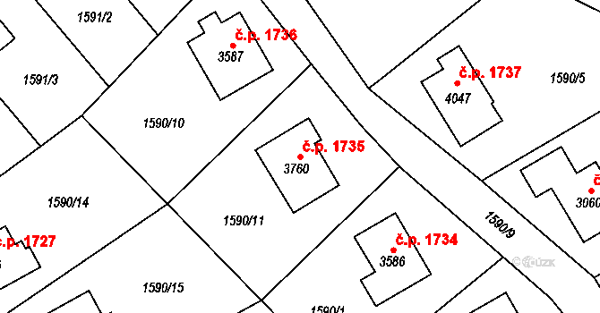 Náchod 1735 na parcele st. 3760 v KÚ Náchod, Katastrální mapa