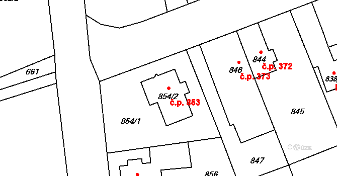 Hronov 853 na parcele st. 854/2 v KÚ Hronov, Katastrální mapa