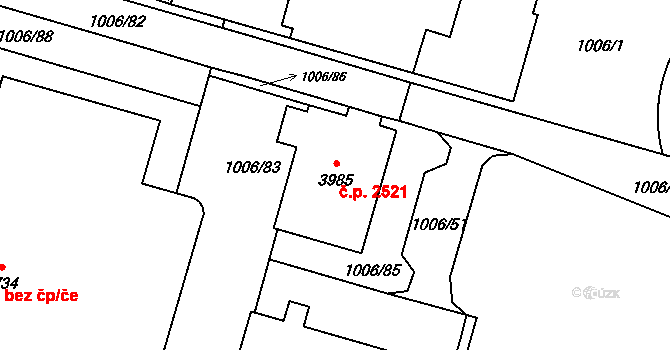Blansko 2521 na parcele st. 3985 v KÚ Blansko, Katastrální mapa