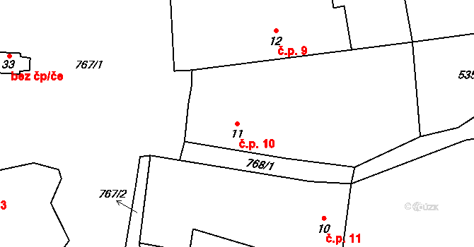 Bořanovice 10, Vimperk na parcele st. 11 v KÚ Bořanovice u Vimperka, Katastrální mapa