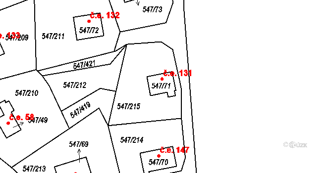 Kovářov 131, Frymburk na parcele st. 547/71 v KÚ Frymburk, Katastrální mapa