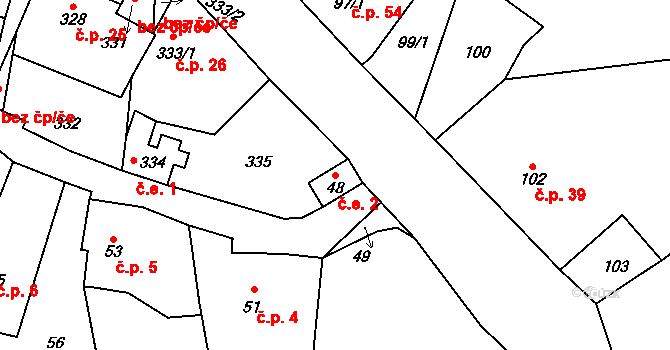 Rýdeč 2, Malečov na parcele st. 48 v KÚ Rýdeč, Katastrální mapa