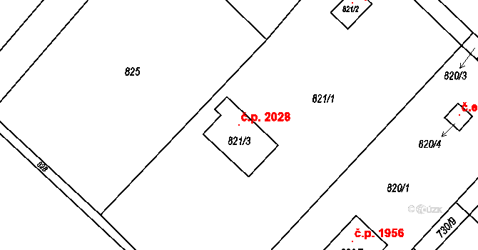 Šenov 2028 na parcele st. 821/3 v KÚ Šenov u Ostravy, Katastrální mapa