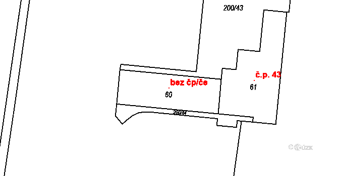 Bouzov 106400550 na parcele st. 60 v KÚ Hvozdečko, Katastrální mapa