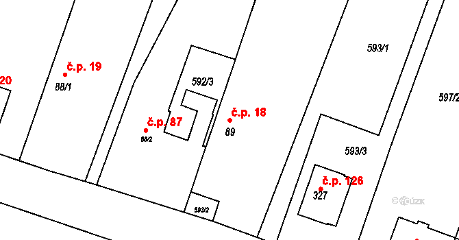 Kovansko 18, Bobnice na parcele st. 89 v KÚ Kovansko, Katastrální mapa