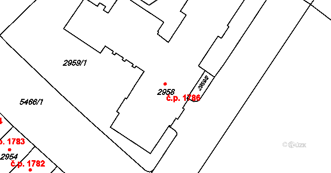 Znojmo 1786 na parcele st. 2958 v KÚ Znojmo-město, Katastrální mapa