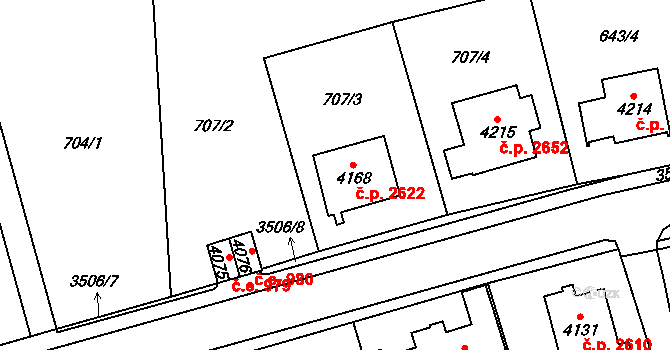 Aš 2622 na parcele st. 4168 v KÚ Aš, Katastrální mapa