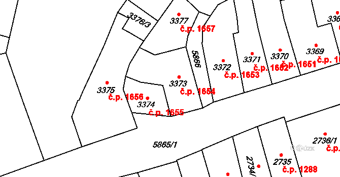 Jihlava 1654 na parcele st. 3373 v KÚ Jihlava, Katastrální mapa