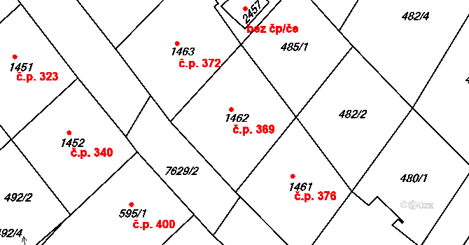 Telč-Staré Město 369, Telč na parcele st. 1462 v KÚ Telč, Katastrální mapa