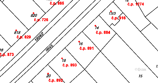 Mistřín 891, Svatobořice-Mistřín na parcele st. 16 v KÚ Mistřín, Katastrální mapa