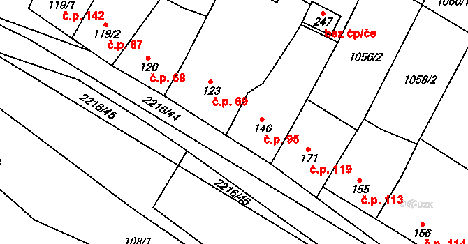 Troubky 95, Troubky-Zdislavice na parcele st. 146 v KÚ Troubky, Katastrální mapa
