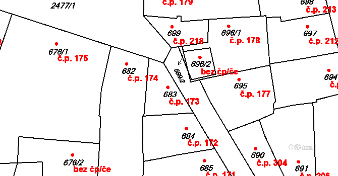 Třeboň II 173, Třeboň na parcele st. 683 v KÚ Třeboň, Katastrální mapa