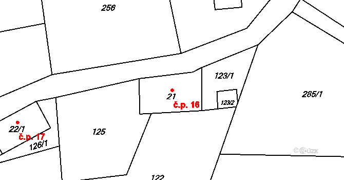 Želechy 16, Lomnice nad Popelkou na parcele st. 21 v KÚ Želechy, Katastrální mapa