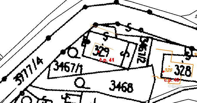 Opatov 41 na parcele st. 329 v KÚ Opatov v Čechách, Katastrální mapa