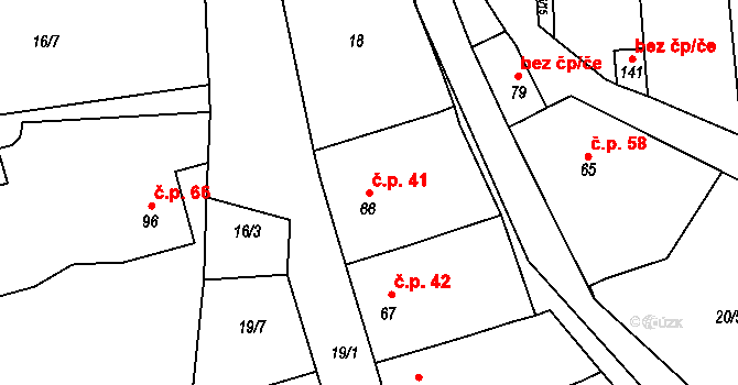 Libosváry 41, Loukov na parcele st. 66 v KÚ Libosváry u Bystřice pod Hostýnem, Katastrální mapa