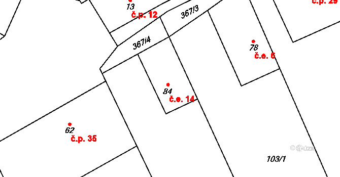 Záluží 14 na parcele st. 84 v KÚ Záluží u Roudnice nad Labem, Katastrální mapa