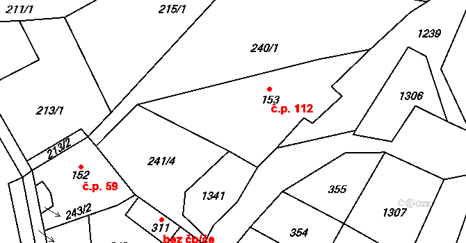 Liběšice 112 na parcele st. 153 v KÚ Liběšice u Litoměřic, Katastrální mapa