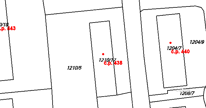 Podmoklice 438, Semily na parcele st. 1210/17 v KÚ Semily, Katastrální mapa