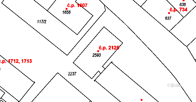 Předměstí 2125, Svitavy na parcele st. 2593 v KÚ Svitavy-předměstí, Katastrální mapa
