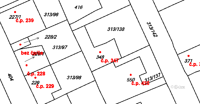 Černčice 347 na parcele st. 348 v KÚ Černčice u Loun, Katastrální mapa