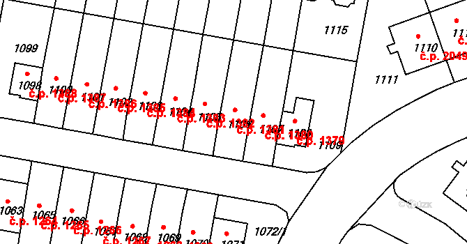 Záběhlice 1381, Praha na parcele st. 1106 v KÚ Záběhlice, Katastrální mapa